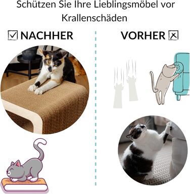 Кігтеточка для котів з картону | Міцна, велика, 2в1 з будиночком | 37 x 30 x 30 см