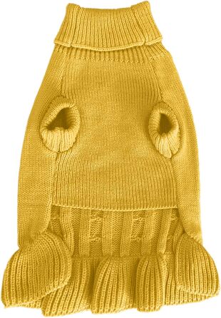 Светр для маленьких собак Chborchicen, в'язаний одяг для котів, теплий зимовий одяг для кошенят та цуценят, розмір XS, світло-блакитний (X-Small, сукня - жовтий)