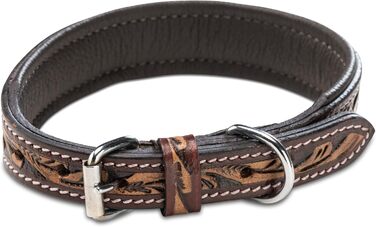 Нашийник для собак Джек Рассел з натуральної шкіри буйвола, регульований, з м'якою підкладкою, ручної роботи, з різьбленням, Alexey (S, 26-34 см)