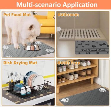 Килимок для годівлі котів та собак: супер вбираючий, неслизький, 30x50 см (Сірий)