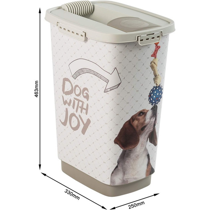 Контейнер для корму Rotho MyPet Cody 25 л з кришкою і дозатором, пластик BPA-free, антрацит/білий, для собак