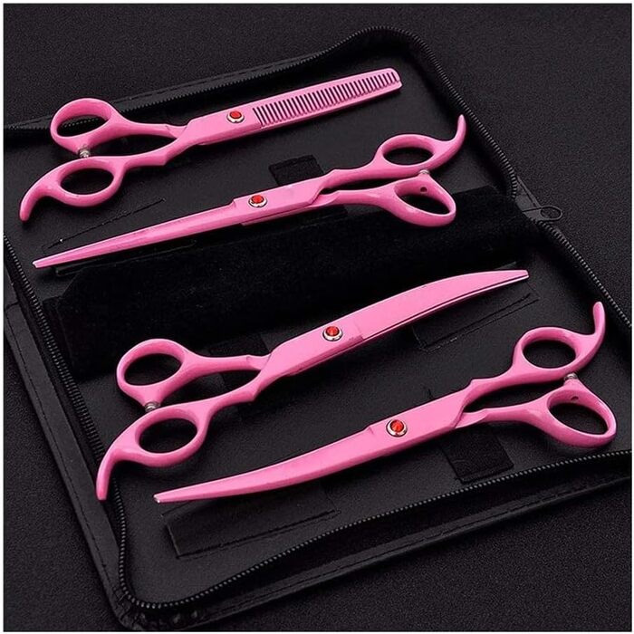 Професійна ножиця для собак, вигнута, рожева - ножиці для грумінгу