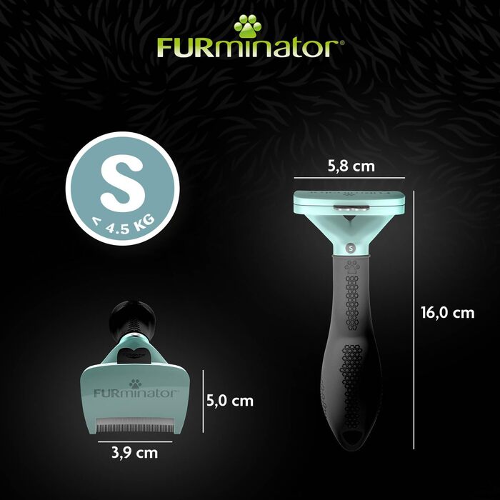 FURminator для котів S, для довгошерстих порід - скребок для вичісування підшерстка, екологічна упаковка