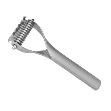 Інструмент для догляду за шерстю: двосторонній гребінець для підшерстка, щітка для цуценят та котів, гребінець з гострим лезом для видалення ковтунів та відмерлого хутра (сріблястий)