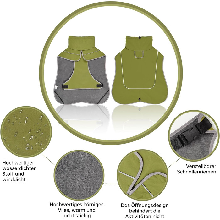 Водонепроникний собачий теплий одяг WUFANC - куртка для собак з регульованою застібкою для всіх сезонів, XL