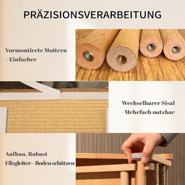 Кігтеточка для котів CheerPals з сизалю - трикутна, складана, з масиву бука, велика 51x36x45 см