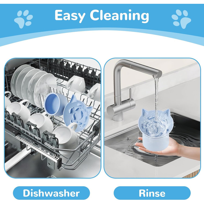 Підвищений годівниця для котів - годівниця для повільного годування, силікон, регульована висота, блакитна