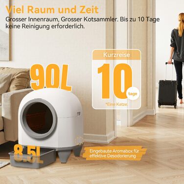 Devoko Самоочисний туалет для котів, 90л з низьким порогом, APP-керування, датчик безпеки та килимком