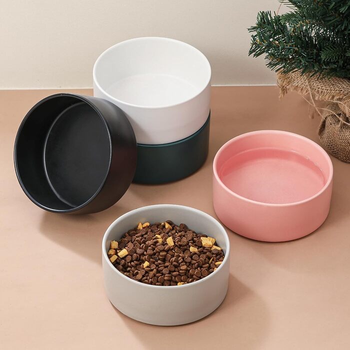 Керамічна миска для собак, годівниця для собак - неслизька миска для собак маленьких та середніх порід, миска для води для великих котів - керамічна миска для корму та води - 15 см - 320 г / 720 мл - біла