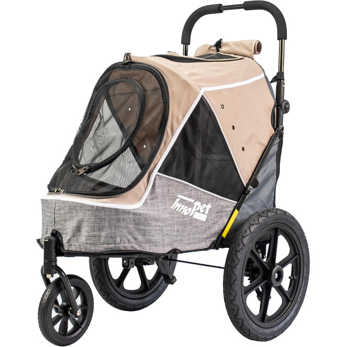 Innopet Sporty Evolution Latte: прогулянка для собак 2-в-1 (будка та велосипедний причіп), бежевий/сірий, до 30 кг, з дощем та світловідбивачами