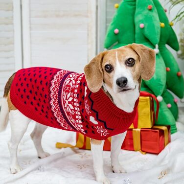 Пуловер для собак SCENEREAL: теплий, стильний, для будь-якої породи. Ідеальний для зими, свят та відпочинку. Червоний, без шапки, X-Small