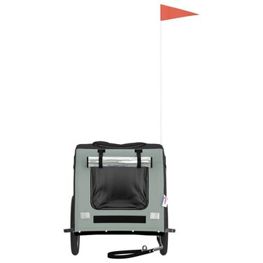Транспортна переноска для тварин на колесах, візок для собак, причіп для велосипеда. Чорний та сірий, оксфордська тканина та метал. Для прогулянок та використання на відкритому повітрі