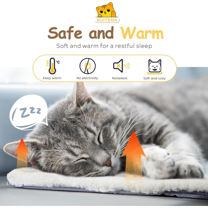Самогріюче ліжко для котів Ruitena, 2-в-1, для котів та маленьких собак, миється, складається, килимок Pubby