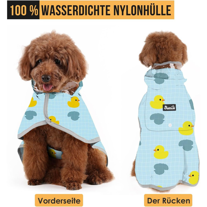 Водонепроникна дощовик для собак SowTon з капюшоном, XL, качка