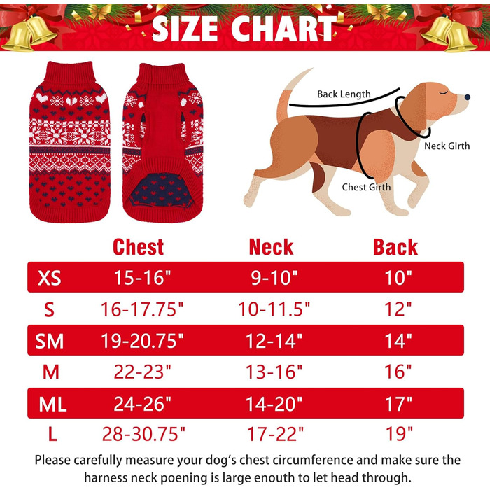 Пуловер для собак SCENEREAL: теплий рогалик для маленьких, середніх та великих собак, ідеальний для зимових свят та відпочинку. Червоний, без шапки, розмір Medium (M).