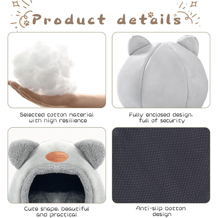 Кіт-будинок ТоКінЦен: миючий, для котів, кроликів, собак та інших дрібних тварин (сірий)