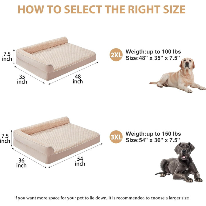 Ортопедичні лежанки для собак великих порід від BFPETHOME, водонепроникні, знімний та пральний чохол, великі лежанки для собак з водонепроникним дном та антиковзною основою, темно-зелені (54.0'L x 36.0'W x 7.5'Th, бежеві)