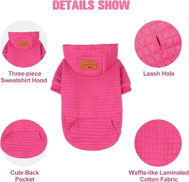 Пуловер з капюшоном для великих собак BEAUTYZOO з кишенями, одяг для собак, підходить для хлопчиків та дівчаток, вафельна тканина, бавовна з ламінуванням, теплий халат для тварин з отвором для шапки, розмір 2XL (довжина спини: 68.6 см, обхват грудей: 90.2