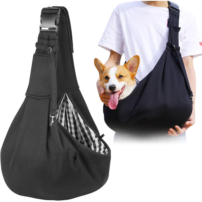 Сумка-переноска для собак, регульована, до 10 кг – зручна, для активного відпочинку з собаками та котами, для виїздів та прогулянок (чорна)