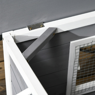 PawHut Fir Wood Dog Fornel Атмосферостійка будка для собаки з відкривається асфальтовим дахом і знімним дном сірого кольору 109x79x72см для великих собак