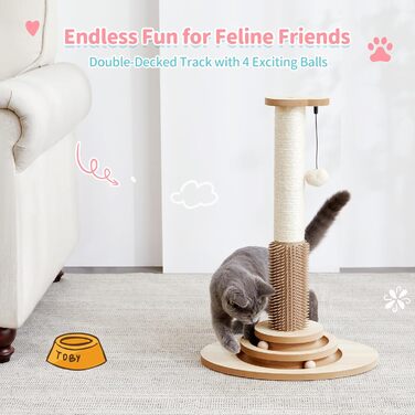 Made4Pets Когтеточка для котів з інтерактивними іграшками, обертовою платформою, треками з кульками та підвішеними м'ячами, ідеальна для домашніх котів