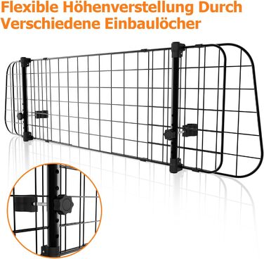 Сітка для собак у машину Herrselsam, перегородка в багажник, захист для собак, регульована ширина, з кріпленням на ремінь безпеки