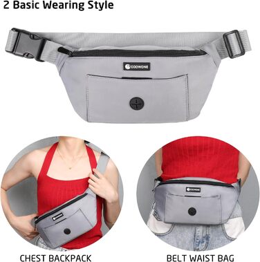 Сумка для собак з відділенням для ласощів та контейнером для відходів, поясна/животна сумка, сіра (нейлон), 12.2 x 12.2 x 5.71 см
