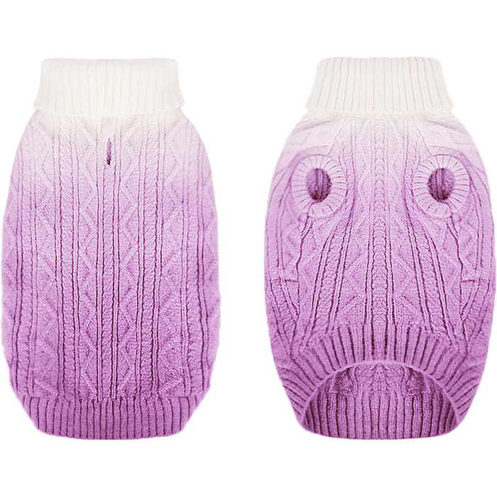 Пуловер для собак CITE TOILE, теплий зимовий, м'який, зручний, з високим коміром, для холодної погоди, градієнт кольору, для маленьких та середніх собак, фіолетовий, розмір S