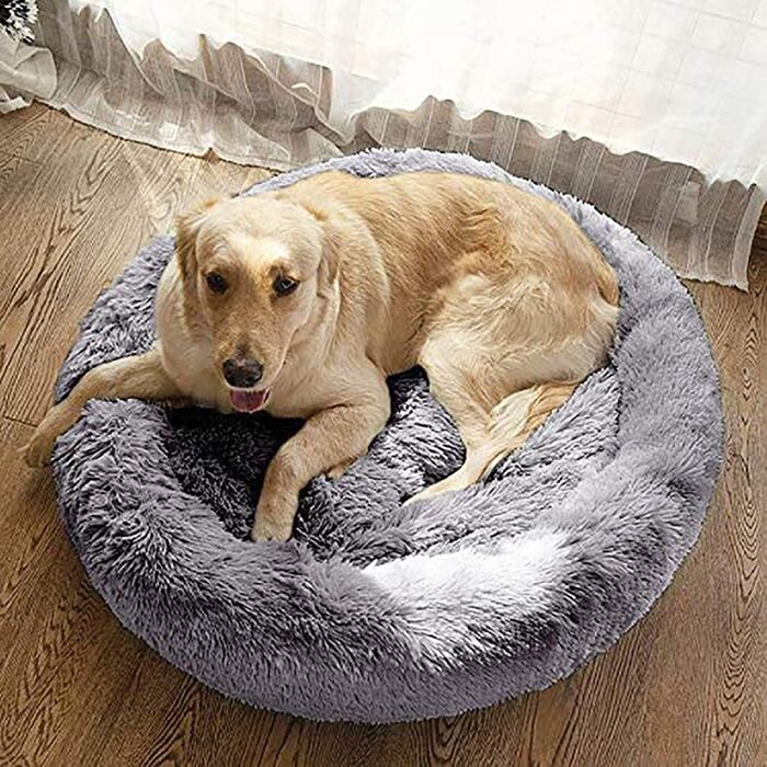 Кругле м'яке ліжко для собак та котів, Ø 60/100 см, світло-сірий колір