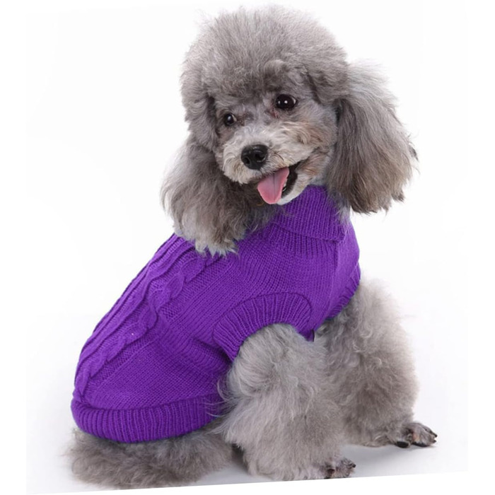 POPETPOP Пуловер для собак з акрилових волокон, теплий, для зими, фіолетовий (XXL), миючий, багаторазовий