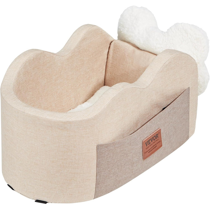 Автомобільне ліжко для собак VEVOR, водовідштовхувальне, з ручками та кишенею, безпечний поводок, наповнювач PP-бавовна (Світло-коричневе, Extra Small)