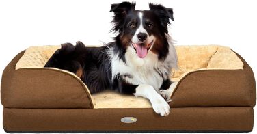 PawHut ліжко для собак заспокійливе, м'яке, для маленьких собак - (колір коричневий, розмір L 90 x 69 x 21 см)