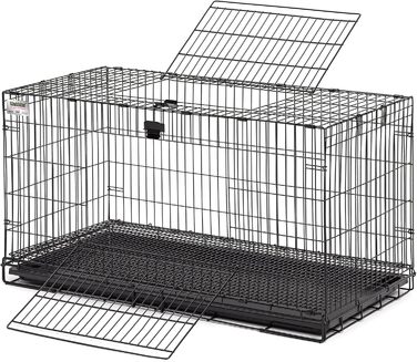 Клітка для кроликів MidWest Wabbitat, металева, 94×48×53 см, з пластиковим піддоном і сітчастою підлогою 1,3 см, чорна, складна