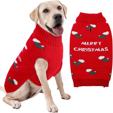 Теплий зимовий светр для собак CITETOILE, м'який та зручний в'язаний халат для собак, водолазка для домашніх тварин у холодну погоду, градієнт кольору для маленьких та середніх тварин, фіолетовий, S (X-Large, червоний)