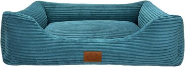 Ортопедичне ліжко для собак Elropet з м'якого корду, кошик для собак, XS/S/M/L/XL, блакитний колір, розмір XS (65x50x18 см)