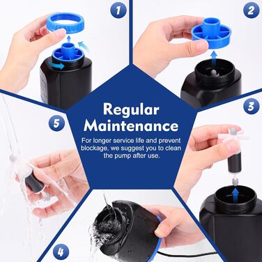 Електричний акваріумний сифон AQQA 6-в-1: для заміни води, миття піску, фільтрації та циркуляції води