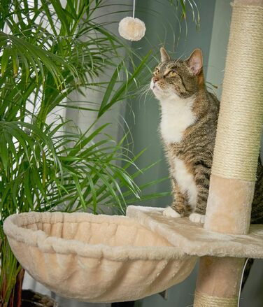 Підвісна лежанка для котів Runesol Beige, металевий каркас 40см, плюшеве покриття, для котячого комплексу