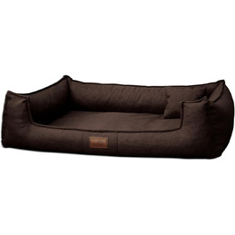 Ортопедичне ліжко для собак Tierlando® Goofy Couture з захистом для матраца, знімний чохол з меблевої тканини, для собак середніх та великих порід, розмір: 90x75 см, колір: коричневий