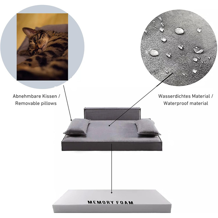 Ортопедичне ліжко для собак HomeConic середнього розміру - м'яке диван-ліжко з Memory Foam, зручне місце для сну, ліжко для собак та котів, сірого кольору
