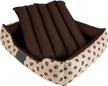 Крісло-ліжко для собак, лежанка для тварин XXL 110x90 см, бежева з лапами
