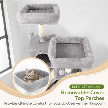 Комплекс для котів Globlazer з будиночками, лежаками та когтеточками, 189 см, сірий (XXL)