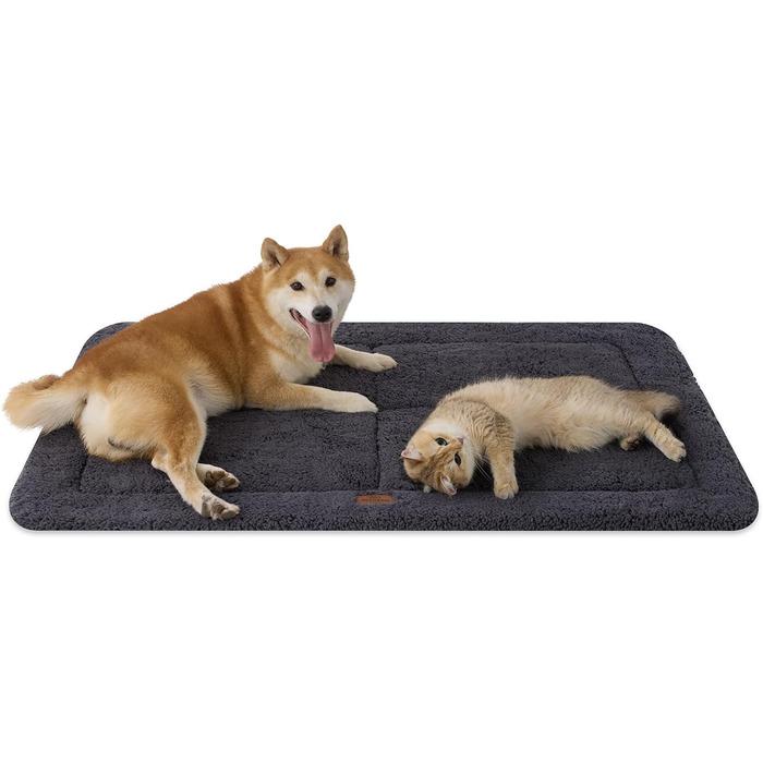 Килимок для собак Joydeco - двосторонній, з м'якої флісової тканини, для переносок та кліток, середніх та маленьких собак (темно-сірий, 122x76 см)