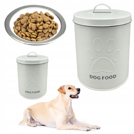 Великий металевий контейнер для корму для собак з кришкою DOG FOOD, 21 см