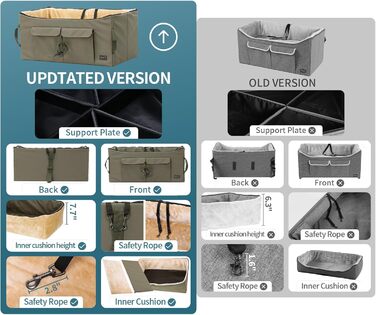 Автокрісло для собак Petsfit L Brown - для великих та 2 маленьких собак, з підкладкою та ременями безпеки