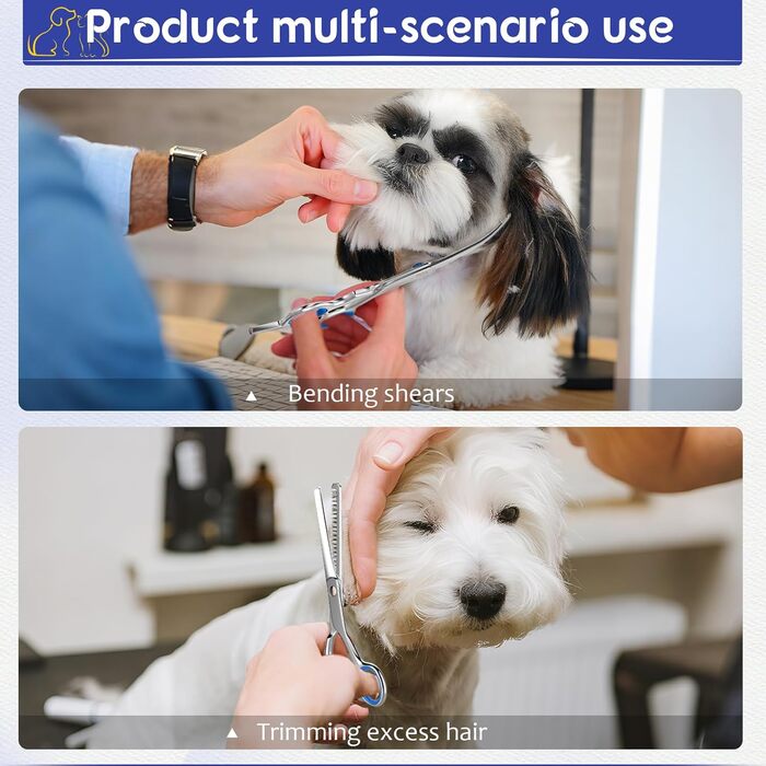 Професійна собача шарикова ножиця з цільного шматка сталі 4CR, з безпечною круглою кінчиком, титанове покриття, для собак, котів та інших тварин, рожева (блакитна [4-в-1])