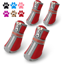 Водонепроникні черевики для собак QUMY - червоні, розмір 2 (1.59'x1.18'), 4 шт. - для захисту від дощу, снігу та холоду