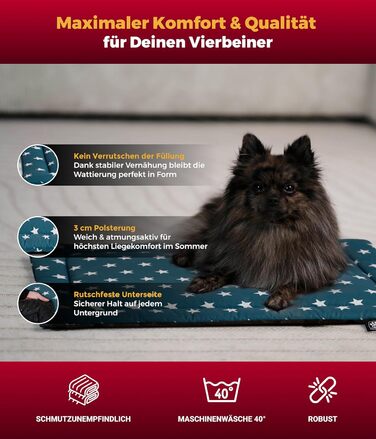 Літня собача ковдра Sterne Petrol з бавовни (55x75 см) – м'яка, з антиковзким шаром, для собак, легко миється, довговічна, Made in Germany