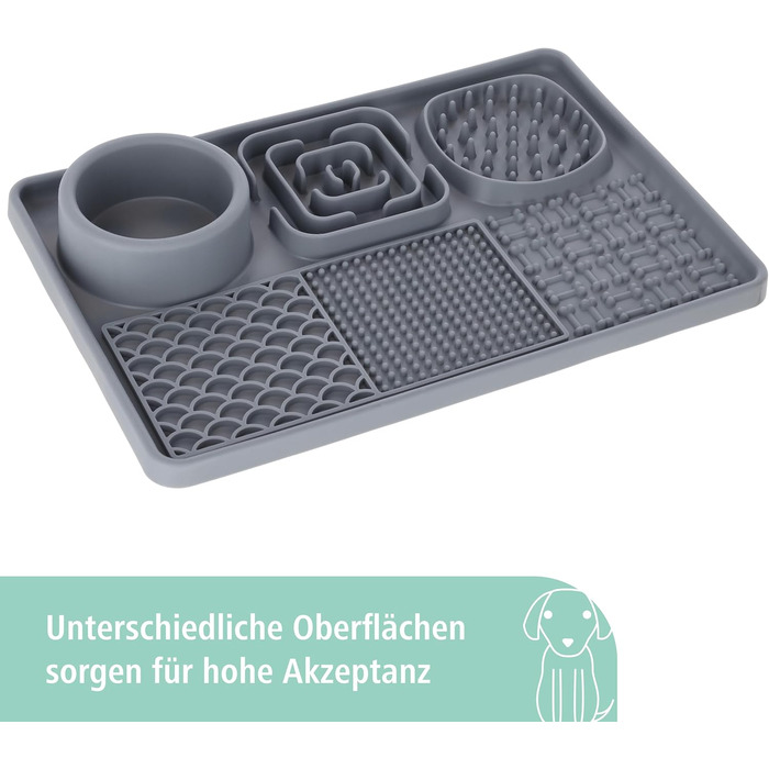 Кербл Пет Шлекматте XL сірий, 30x20 см - килимок для іграшок для собак та котів, знімає стрес, силікон