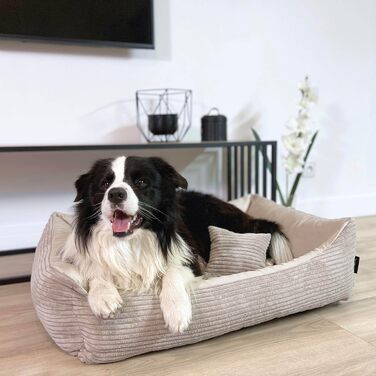 М'яке лежанка для собак великих порід 120x100 см від 4L Textil - Бежева, з м'якого корду