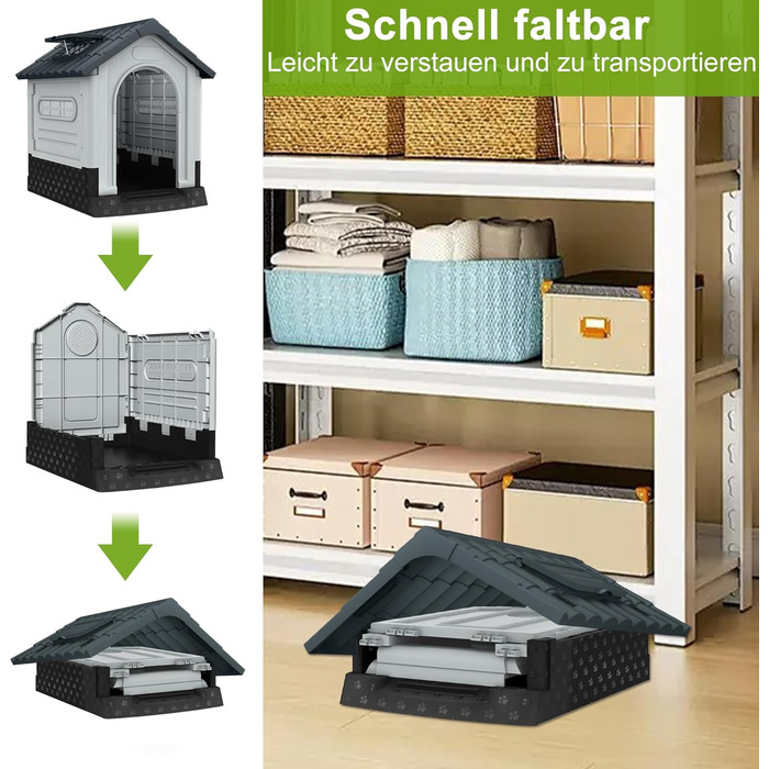 Кігульник для собак з пластику, ізольований, з ковзним дахом, верхнім світлом та піднятим дном, 79,5 x 70,5 x 78 см